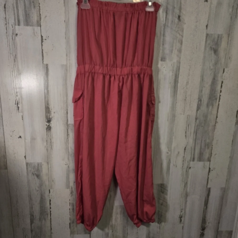 Thread Story Pink Lightweight Strapless Jumpsuit Womens Size Large